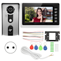 Miniatyrbillede 2 af 8: 7 tommer LCD Videodørklokke Ledningsført 2-vejs Radio Nattesyn TFT Display ID-kort Regntæt 100‑240VEU Stik
