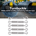 Miniatyrbilde 7 av 8: 5 stk. Strammeskruer med krok og krok, Wire Rope Tension, 304 rustfritt stål, Skygge Seil Hardware M6