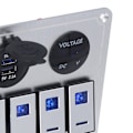 Miniatyrbillede 3 af 8: Rocker Switch Panel 6 Gang Til/Fra Blå LED Lys 2.1A Dobbelt USB Oplader Port Aluminium Legering til Bil RV