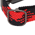 Miniatyrbillede 4 af 8: Strækbar Nylon Flettet Urrem med Beskyttelses Bumper Case Tilbehør Passer til Mi Band 7 Pro Rød Sort og Sort Case