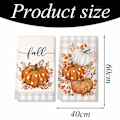 Miniatyrbilde 3 av 4: Oransje Buffalo Plaid Polka Dot HØST Kjøkkenhåndklær Oppvaskhåndklær, Farmhouse Eucalyptus Blader Dekor Håndklær Sett med 4 Style 1