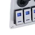 Miniatyrbillede 4 af 8: Rocker Switch Panel 6 Gang Til/Fra Blå LED Lys 2.1A Dobbelt USB Oplader Port Aluminium Legering til Bil RV