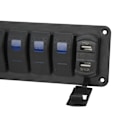 Pikkukuva 7 / 8: 5-paikkainen kallistuskytkimen paneeli vedenkestävällä kaksois-USB-laturilla ja volttimittarilla, sininen taustavalaistu LED autoille, asuntoautoille, jahdeille ja veneille