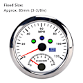 Pikkukuva 6 / 8: 85mm 0‑120MPH GPS-nopeussensori Mittarilla ja Kierroslukumittarilla 8000 RPM Ylinopeusvaroittimella LCD Punainen Taustavalo 12V/24V Autolle Veneelle ATV:lle Valkoinen