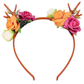 Miniatyrbilde 2 av 8: Motebevisst Hodebånd med Blomster-Reinsdyrgevir - Blomsterkrans for Fest, Cosplay, Bryllup, Jul - Roserød