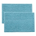 Miniatyrbillede 2 af 2: 2 stk Chenille Anti-slip Vandabsorberende Skridsikker Måtte Badeværelse Stue (Blågrøn)