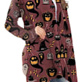 Miniatyrbild 3 av 5: Dam Halloween Öppen Framtopp Tryck Långärmad Lös Passform Elegant Vardaglig Ytterkläder Typ 6 M