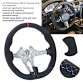 Miniatyrbilde 7 av 8: For M Performance V2 Flatbunn Nappa Suede Rattsving Hjulutskifting for F8X M2 M3 M4 (Rød 12-Klokka Ring)