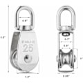 Miniatyrbillede 4 af 7: 3 stk. 304 rustfrit stål M25 enkelt blok drejelig remskive remskive belastning 400 kg - sølv (3 stk.)