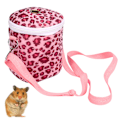 Miniatyrbillede 2 af 2: Kort Plysj Bærbar Hamster Enkelt Skulder Varmt Bærepose Udgående Sovepose til Egern Pindsvin Marsvin Pink Leopard