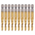 Miniatyrbillede 2 af 8: 10 stk. Tap-bor Bits HSS 6,1 Hex Kvadrat Skaft Ti-belagt Komposit M5 Hardware Håndværktøj
