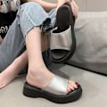 Miniatyrbillede 8 af 8: Platform Slidesandaler Bløde Sål Antislip Komfortable Slip On Sandaler til Hjem Strand Shopping Sølv 38