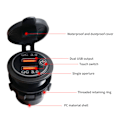 Miniatyrbillede 5 af 8: Billadeoplader med Dobbelt USB-Port QC3.0 Hurtigopladning med Berøringskontakt til 12‑24V Båd Motorcykel ATV RV Blå LED-indikator