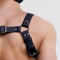 Miniatyrbillede 3 af 8: Mænds Brystsele Justerbar PU Læder Kropssele Bælte til Clubwear Kostumefest Sort Fri Størrelse