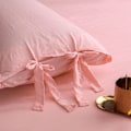Miniatyrbild 1 av 3: Solid Ties Tvättad Bomullsduvet Överdrag Kuddfodral Sängkläder Set Rosa (#3)