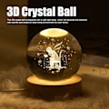 Miniatyrbillede 7 af 8: 3D Krystal Kugle 3,1 tommer i Diameter med Belysning i Træbase, USB-Strøm, Krystal Kugle Natlampe til Familie, Soveværelse, Kontor