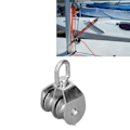 Miniatyrbillede 1 af 8: 32mm/1,3 tommer Marine Trinse Dobbelt Hjul Rulle 250kg Belastning 304 Rustfrit Stål til Yachter Speedbåde