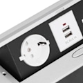 Miniatyrbilde 3 av 8: Strømbrett med 2 EU-uttak, 2 USB-ladeplasser, multifunksjonell innfelt skrivebordskontakt