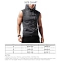 Miniatyrbilde 3 av 3: Menn Hetteløs Tanktopp Med Snøring Foran Lomme Ensfarget Sports Sleeveless Løpeskjorte Mørk Grå XL