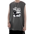 Miniatyrbillede 7 af 8: Mænd Tanktop Smuk Print Ærmeløs Løstsiddende Vest Skåret Skjorte til Hjemmetræning Grå L
