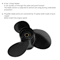 Miniatyrbillede 7 af 8: Udenbordsmotor Propeller 9 1/4x8in 3 Blade 10 Splines R Rotation Aluminium Legering Udskiftning til Suzuki 8‑20HP
