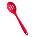 Ljusstark silikonspatel med slitsar, solid silikon, non-stick, skadar inte ytor, hängbar design för matlagning, ergonomisk design för komfort