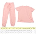 Miniatyrbild 7 av 8: Dam 2-delat Set Kortärmad Skjorta Dragsko Långbyxor Enfärgad Casual Fritidsset Rosa M