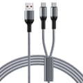 Dubbel USB C Laddningskabel Flätad Nylon 66W Snabbladdning för Smartphone Tablet