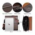 Miniatyrbillede 3 af 6: Sacoche - JINDING - Stiv Cuir PU Rigide - Elegant - Brun - Til Bøger og iPad kastanj