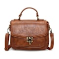 Miniatyrbillede 1 af 6: Håndtaske - JINDING 9022 - Retro - lys brun - Syntetisk læder - 27cm x 23cm x 11cm