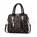 Miniatyrbillede 1 af 5: Håndtaske - JINDING SC 652 sort - Tote Bag - PU-læder - 2 rum - Chic mode til kvinder