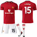Miniatyrbilde 1 av 2: Manchester United Hjemme Barn Voksen Fotballdrakt med Sokker 2025-2026 No.15 YORO No.15 YORO L