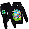 Miniatyrbilde 1 av 2: Barn Minecraft Spill Hettegenser Unisex Sport Hoodie Bukser Outfit Sett S Svart 7-8 År Svart Black Black 7-8 Years