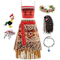 Miniatyrbillede 1 af 2: Moana Kjole Cosplay Kostume Oceanien Piger Hula Nederdel Kostume Leg Top Nederdel guirlande garland 140
