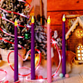 Miniatyrbild 2 av 5: 4 Delars LED Flamlösa Adventsljus Lila och Rosa Adventsljus för Julens Adventsritualer, Besvärjelser, Trollformler