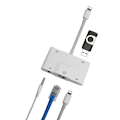 Miniatyrbild 5 av 5: Lightning till RJ45 Ethernet LAN Trådbunden Nätverksadapter 5 i 1 USB OTG LAN RJ45 Ethernet 3,5 mm Hög Hastighetskonverterare