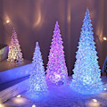 Miniatyrbild 2 av 5: 27CM Ljusupplyst Julgran Färgglad Belysning Batteridriven Semester Heminredning Akryl LED Clear 27cm