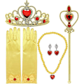 Miniatyrbild 1 av 5: Prinsessklänning Utklädningsaccessoarer Presentförpackning för Belle Krona Scepter Halsband Örhängen Handskar, Gul, 5 Delar