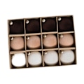 Miniatyrbild 1 av 4: 12-pack Flockade Julgranskuleprydnader Juldekorationer Splittersäkra Mörkgröna Multi Coffee Multi Small