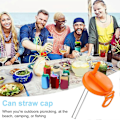 Miniatyrbild 3 av 5: Läskburkslock med sugrör BPA-fria återanvändbara burklock för standard dryckesburkar BPA-fritt campingburkslock för spillskydd Orange