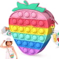 Pop Bag, 2 i 1 Push Pop Bubble Handväskor, Fidget Leksak Crossbody Väska, Regnbåge Silikon Sensoriska Leksaker Messenger Väska (Jordgubbe)(FMY)