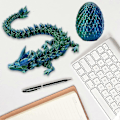 Miniatyrbild 4 av 5: 3D-printad drake i ägg, fullt rörlig kristalldrake med drakägg Blue