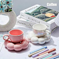 Miniatyrbild 4 av 5: 2 Stycken Keramisk Moln Mugg Söt Kopp med Solrosunderlägg 207ml Söt Keramisk Kaffemugg med Fat Set för Kontor Hem Kaffe-I Lager