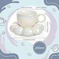 Miniatyrbild 2 av 5: 2 Stycken Keramisk Moln Mugg Söt Kopp med Solrosunderlägg 207ml Söt Keramisk Kaffemugg med Fat Set för Kontor Hem Kaffe-I Lager