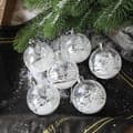 6 stk. transparente snø-julekuler, anheng til juletrepynt White 6Pcs
