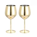 Vin glas i rostfritt stål - guld - robusta & okrossbara - present set, 2 st (FMY)