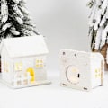 Miniatyrbild 4 av 5: 3-delad Julby Illuminerade Vit, Mini Ljus Hus Gäst Hus, Jul Lykta LED, Deco Trä Hus Skandinavisk, Jul Dekoration style3447