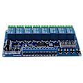 Miniatyrbild 2 av 5: DC 8V-36V 8-Kanalers Multifunktionell Tidsfördröjningsrelä Interface Board Modul med Ljuskobling Röd Dis