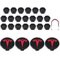 Tesla 3 Y S X Hjulkapselkit Centerkapsel Nav Mutter Skydd Röd Grå Med 4 Centerkapslar 20 Mutter Skydd Black Red Matte