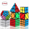 Speed Cube Sæt, Magic Cube Bundle 2x2 3x3 4x4 Pyramide - Legetøjs Puslespil Terning Til Børn Og Voksne Sæt Af 8 Fra Yaying